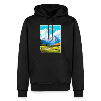 Ben Nevis Schottland Vintage Reise Poster Souvenir - Männer Premium Bio Hoodie - Schwarz - Vorne - Nico (187cm)