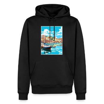 Brixham Angleterre Royaume-Uni Vintage voyage affiche Souvenir - Sweat à capuche Premium bio Homme - noir - Devant - Nico (187cm)
