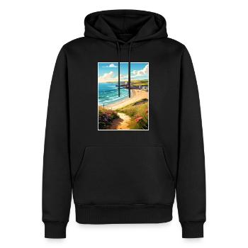 Daymer Bay Cornwall Vintage voyage affiche Souvenir - Sweat à capuche Premium bio Homme - noir - Devant - Nico (187cm)