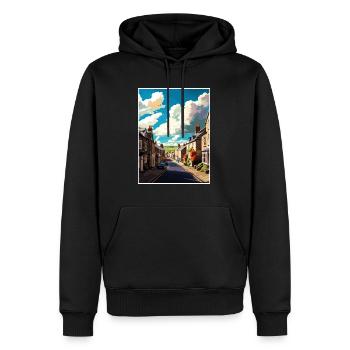 Grassington England Vintage Reiseposter Souvenir - Männer Premium Bio Hoodie - Schwarz - Vorne - Nico (187cm)
