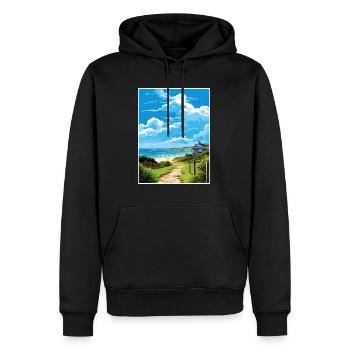 Porthleven Cornwall Vintage voyage affiche Souvenir - Sweat à capuche Premium bio Homme - noir - Devant - Nico (187cm)
