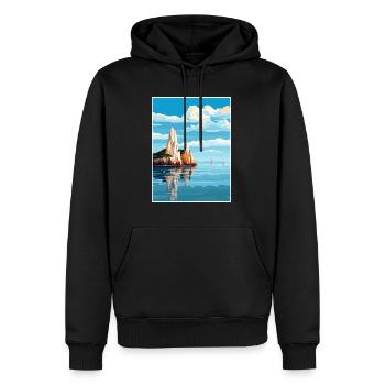 The Needles England Vintage Reiseposter Souvenir - Männer Premium Bio Hoodie - Schwarz - Vorne - Nico (187cm)