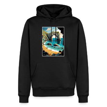 Durdle Door England Vintage Reiseposter Souvenir - Männer Premium Bio Hoodie - Schwarz - Vorne - Nico (187cm)