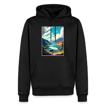 Loch Ness Schottland Vintage Reiseposter Souvenir - Männer Premium Bio Hoodie - Schwarz - Vorne - Nico (187cm)