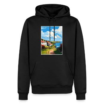 Ruan Minor Cornouailles Vintage voyage affiche Souvenir - Sweat à capuche Premium bio Homme - noir - Devant - Nico (187cm)
