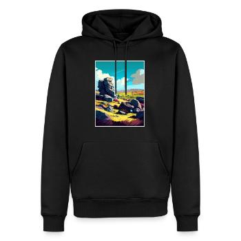 Bodmin Moor England Vintage Reiseposter Souvenir - Männer Premium Bio Hoodie - Schwarz - Vorne - Nico (187cm)