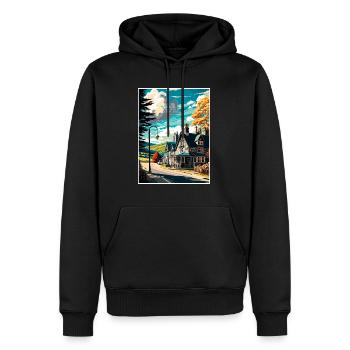 Plitlochry Ecosse Vintage voyage affiche Souvenir - Sweat à capuche Premium bio Homme - noir - Devant - Nico (187cm)