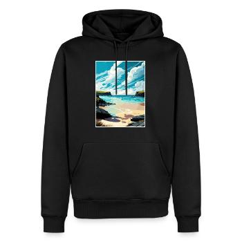 Perranporth England Vintage Reiseposter Souvenir - Männer Premium Bio Hoodie - Schwarz - Vorne - Nico (187cm)