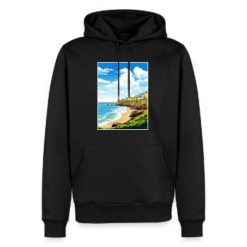 Porthleven Cornwall Vintage voyage affiche Souvenir - Sweat à capuche Premium bio Homme - noir - Devant - Nico (187cm)