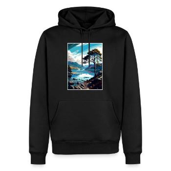 Derwentwater Vintage voyage affiche WPA Souvenir - Sweat à capuche Premium bio Homme - noir - Devant - Nico (187cm)