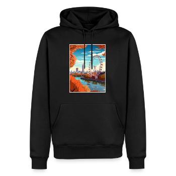 London Eye Vintage Reiseposter WPA Souvenir - Männer Premium Bio Hoodie - Schwarz - Vorne - Nico (187cm)