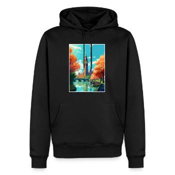 Londres Angleterre Vintage voyage affiche WPA Souvenir - Sweat à capuche Premium bio Homme - noir - Devant - Nico (187cm)