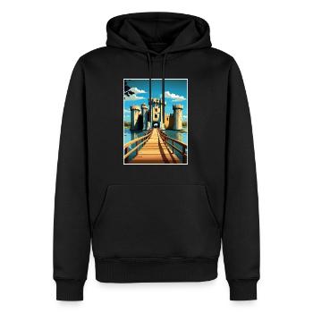 Château de Bodiam Vintage voyage affiche WPA Souvenir - Sweat à capuche Premium bio Homme - noir - Devant - Nico (187cm)