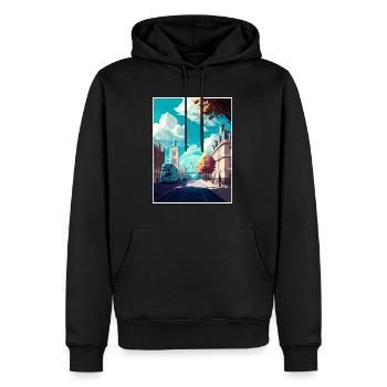 Londres Angleterre Vintage voyage affiche WPA Souvenir - Sweat à capuche Premium bio Homme - noir - Devant - Nico (187cm)