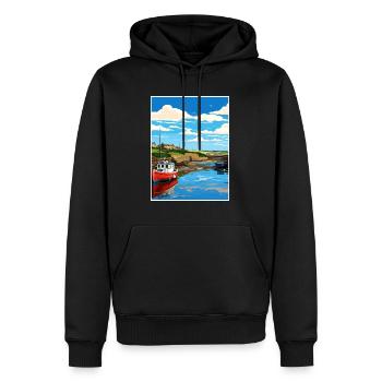 Bude Cornwall Vintage Reiseposter WPA Souvenir - Männer Premium Bio Hoodie - Schwarz - Vorne - Nico (187cm)