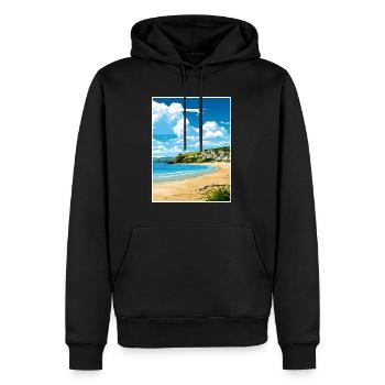 Porth Cornwall Vintage voyage affiche WPA Souvenir - Sweat à capuche Premium bio Homme - noir - Devant - Nico (187cm)