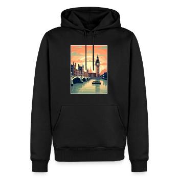 Londres, Angleterre, Affiche de voyage vintage, WPA, Souvenir - Sweat à capuche Premium bio Homme - noir - Devant - Nico (187cm)