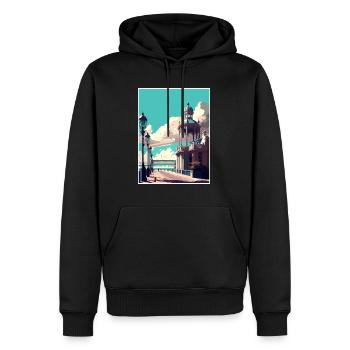 Brighton England Vintage Reiseposter Souvenir - Männer Premium Bio Hoodie - Schwarz - Vorne - Nico (187cm)