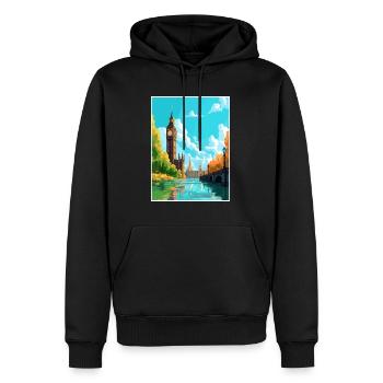 Londres Angleterre Vintage voyage affiche WPA Souvenir - Sweat à capuche Premium bio Homme - noir - Devant - Nico (187cm)