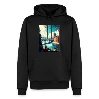 Exeter England Vintage Travel Poster WPA Souvenir - Men’s Premium Organic Hoodie - black - Front - Nico (187cm)