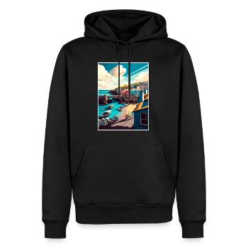 Newquay England Vintage Reiseposter WPA Souvenir - Männer Premium Bio Hoodie - Schwarz - Vorne - Nico (187cm)