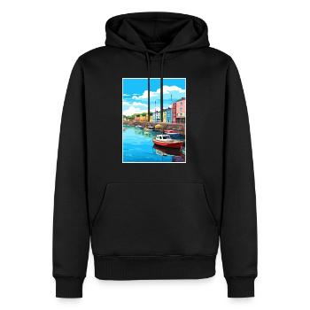 Plymouth Angleterre Vintage voyage affiche Souvenir - Sweat à capuche Premium bio Homme - noir - Devant - Nico (187cm)
