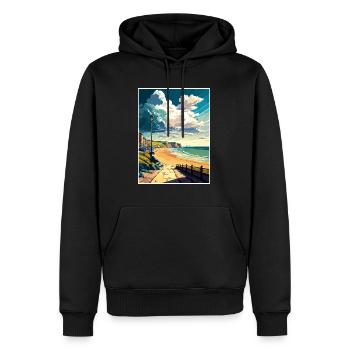 West Bay England Vintage Reiseposter Souvenir - Männer Premium Bio Hoodie - Schwarz - Vorne - Nico (187cm)