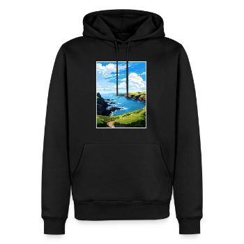 Mullion Cornwall Vintage voyage affiche Souvenir - Sweat à capuche Premium bio Homme - noir - Devant - Nico (187cm)