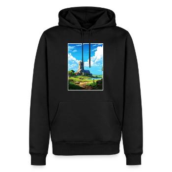 St Just Cornouailles Affiche de voyage vintage souvenir - Sweat à capuche Premium bio Homme - noir - Devant - Nico (187cm)