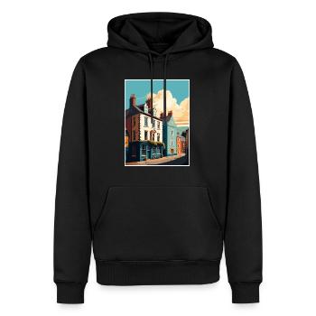 Hay On Wye Welsh Vintage Reiseposter Souvenir - Männer Premium Bio Hoodie - Schwarz - Vorne - Nico (187cm)