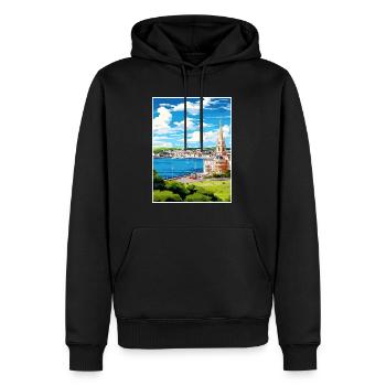 Plymouth Angleterre Vintage voyage affiche Souvenir - Sweat à capuche Premium bio Homme - noir - Devant - Nico (187cm)
