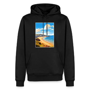 Newquay Cornwall Vintage voyage affiche Souvenir - Sweat à capuche Premium bio Homme - noir - Devant - Nico (187cm)
