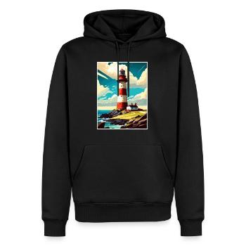 Plymouth Angleterre Vintage voyage affiche Souvenir - Sweat à capuche Premium bio Homme - noir - Devant - Nico (187cm)