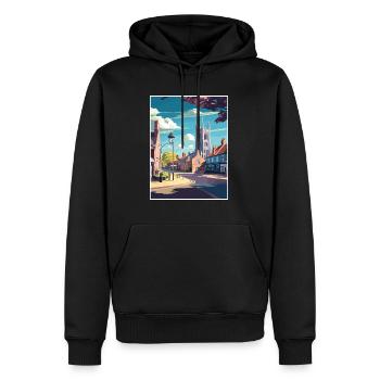 Thetford England Vintage Reiseposter Souvenir - Männer Premium Bio Hoodie - Schwarz - Vorne - Nico (187cm)