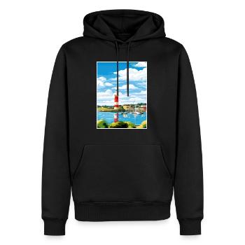 Plymouth Angleterre Vintage voyage affiche Souvenir - Sweat à capuche Premium bio Homme - noir - Devant - Nico (187cm)