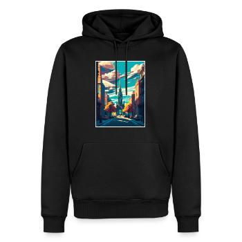 Glasgow Scotland Vintage Travel Poster Souvenir - Men’s Premium Organic Hoodie - black - Front - Nico (187cm)