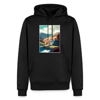 Grasmere Angleterre Vintage voyage affiche Souvenir - Sweat à capuche Premium bio Homme - noir - Devant - Nico (187cm)