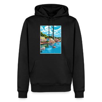 Dartmouth England Vintage Reiseposter Souvenir - Männer Premium Bio Hoodie - Schwarz - Vorne - Nico (187cm)