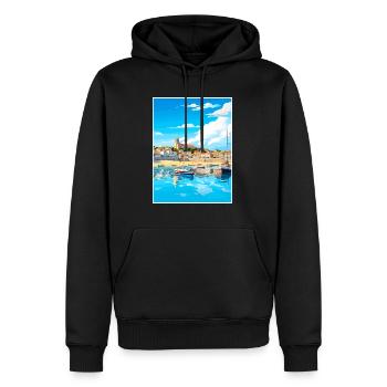 Penzance Cornwall Vintage voyage affiche Souvenir - Sweat à capuche Premium bio Homme - noir - Devant - Nico (187cm)