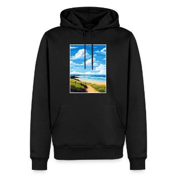 Polzeath Cornwall Vintage voyage affiche Souvenir - Sweat à capuche Premium bio Homme - noir - Devant - Nico (187cm)