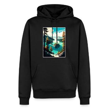 Affiche de voyage du parc d’État d’Emerald Bay en Californie - Sweat à capuche Premium bio Homme - noir - Devant - Nico (187cm)