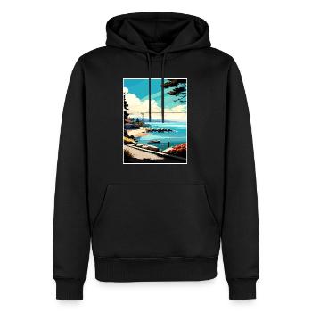 Monterey Bay Californie Vintage voyage affiche WPA - Sweat à capuche Premium bio Homme - noir - Devant - Nico (187cm)