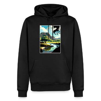 Malibu Creek Kalifornien Vintage Reiseposter WPA - Männer Premium Bio Hoodie - Schwarz - Vorne - Nico (187cm)