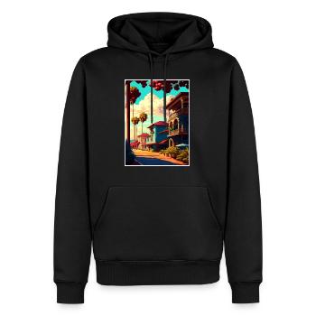 Santa Barbara Californie Vintage voyage affiche WPA - Sweat à capuche Premium bio Homme - noir - Devant - Nico (187cm)