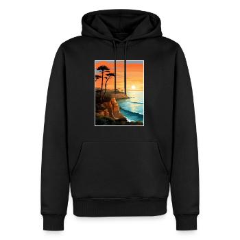 Sonnenuntergang Klippen Kalifornien Vintage Reiseposter WPA - Männer Premium Bio Hoodie - Schwarz - Vorne - Nico (187cm)