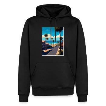 Newport Beach Kalifornien Vintage Reiseposter WPA - Männer Premium Bio Hoodie - Schwarz - Vorne - Nico (187cm)
