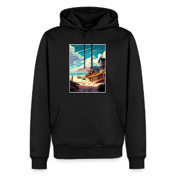 Cambrillo Beach Kalifornien Vintage Reiseposter - Männer Premium Bio Hoodie - Schwarz - Vorne - Nico (187cm)