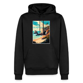 El Matador Californie Cali Vintage affiche de voyage - Sweat à capuche Premium bio Homme - noir - Devant - Nico (187cm)