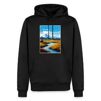 Denali Nationalpark Alaska Vintage Reiseposter - Männer Premium Bio Hoodie - Schwarz - Vorne - Nico (187cm)
