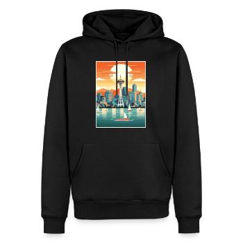 Vancouver Canada décoration Vintage affiche de voyage - Sweat à capuche Premium bio Homme - noir - Devant - Nico (187cm)